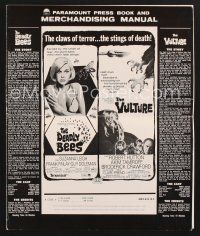 3d140 DEADLY BEES/VULTURE pressbook '67 double-bill, the stings of death & the claws of terror!