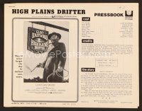 3d144 HIGH PLAINS DRIFTER pressbook '73 classic art of Clint Eastwood holding gun & whip!