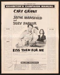 3d154 KISS THEM FOR ME pressbook '57 Cary Grant & Suzy Parker, plus sexy Jayne Mansfield!