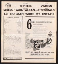 3d165 LET NO MAN WRITE MY EPITAPH pressbook '60 Burl Ives, Shelley Winters, James Darren, Seberg
