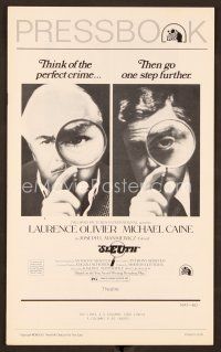 3d212 SLEUTH pressbook '72 Laurence Olivier & Michael Caine, cool magnifying glass image!