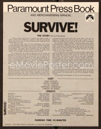 3d218 SURVIVE pressbook '76 Rene Cardona's Supervivientes de los Andes, true cannibalism story!