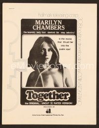 3d225 TOGETHER X-rated pressbook '72 sexy Marilyn Chambers in a different kind of love story!