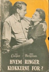 3d292 FOR WHOM THE BELL TOLLS Danish program '49 Gary Cooper & Ingrid Bergman, Hemingway, different