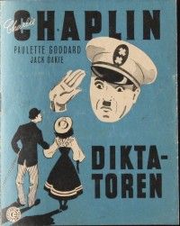 3d294 GREAT DICTATOR Danish program '47 Charlie Chaplin directs and stars, great different art!
