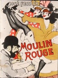 3d304 MOULIN ROUGE Danish program '52 art of Toulouse-Lautrec & sexy dancers kicking legs!