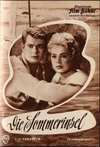3d276 SUMMER PLACE German program '60 Sandra Dee & Troy Donahue in young lovers classic, different