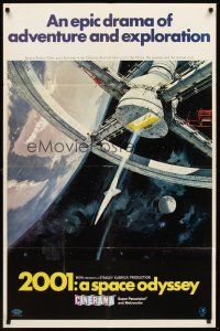 3e001 2001: A SPACE ODYSSEY Cinerama style A 1sh '68 Stanley Kubrick, Bob McCall space wheel art!