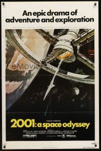 3e003 2001: A SPACE ODYSSEY 1sh R80 Stanley Kubrick, art of space wheel by Bob McCall!