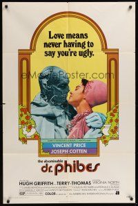 3e016 ABOMINABLE DR. PHIBES 1sh '71 Vincent Price says love means never having to say you're ugly!