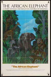 3e020 AFRICAN ELEPHANT style B 1sh '71 great artwork, get to know the jungle before they pave it!