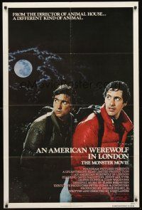 3e035 AMERICAN WEREWOLF IN LONDON 1sh '81 David Naughton, Griffin Dunne, directed by John Landis!