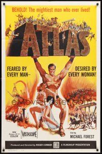 3e048 ATLAS 1sh '61 great artwork of mightiest gladiator Michael Forest, Roger Corman!