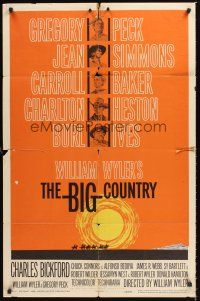 3e076 BIG COUNTRY style B 1sh '58 Gregory Peck, Charlton Heston, William Wyler classic!