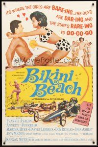 3e080 BIKINI BEACH 1sh '64 Frankie Avalon, Annette Funicello, sexy Martha Hyer!