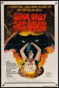 3e091 BLOOD ORGY OF THE SHE DEVILS 1sh '72 Ted V. Mikels, a plunge into the depths of Hell!