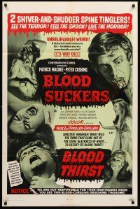 3e092 BLOOD SUCKERS/BLOOD THIRST 1sh '71 two shiver & shudder spine tinglers, see the terror!