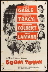 3e100 BOOM TOWN 1sh R56 Clark Gable, Spencer Tracy, Claudette Colbert, Hedy Lamarr!