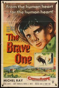 3e103 BRAVE ONE style A 1sh '56 Irving Rapper directed western, written by Dalton Trumbo!