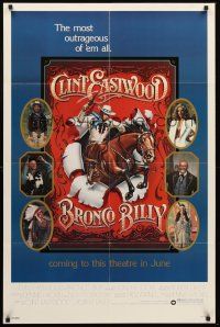 3e112 BRONCO BILLY advance 1sh '80 Clint Eastwood directs & stars, Roger Huyssen & Huerta art!