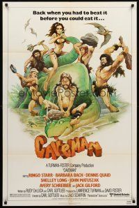 3e146 CAVEMAN 1sh '81 wacky art of prehistoric Ringo Starr & sexy Barbara Bach!