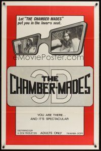 3e148 CHAMBER-MADES 1sh '75 Andrea True, 3-D sex, it puts YOU in the lover's seat!