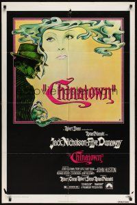 3e153 CHINATOWN 1sh '74 art of Jack Nicholson & Faye Dunaway by Jim Pearsall, Roman Polanski