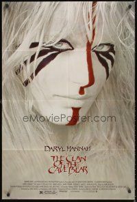 3e163 CLAN OF THE CAVE BEAR 1sh '86 fantastic image of Daryl Hannah in cool tribal make up!