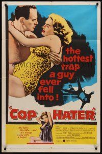 3e190 COP HATER 1sh '58 Ed McBain gritty film noir, the hottest trap a guy ever fell into!