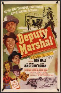 3e237 DEPUTY MARSHAL 1sh '49 cowboys Jon Hall & Dick Foran + pretty Frances Langford!