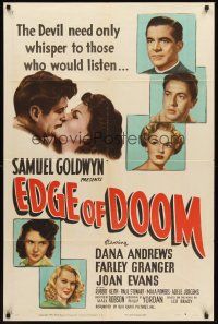 3e295 EDGE OF DOOM style A 1sh '50 priest Dana Andrews tries to help young murderer Farley Granger!
