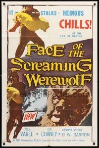 3e324 FACE OF THE SCREAMING WEREWOLF 1sh '64 Lon Chaney Jr. stalks in the lab of death!