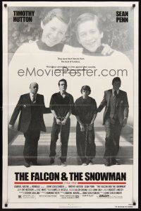 3e326 FALCON & THE SNOWMAN 1sh '85 Sean Penn, Timothy Hutton, John Schlesigner directed!