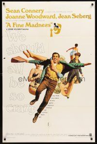 3e341 FINE MADNESS 1sh '66 Sean Connery can out-fox Joanne Woodward, Jean Seberg & them all!