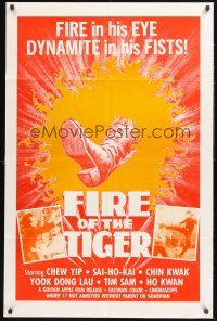3e342 FIRE OF THE TIGER 1sh '70s fire in his eye, dynamite in his fists, martial arts action!