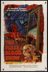 3e355 FLESH & BLOOD SHOW 1sh '73 wild artwork of guillotine, sexy girl & bearded man!