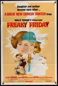 3e376 FREAKY FRIDAY revised 1sh '77 Jodie Foster switches bodies with Barbara Harris, Disney!