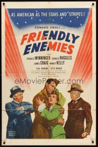 3e381 FRIENDLY ENEMIES 1sh '42 German Americans in WWII, some side with their homeland!