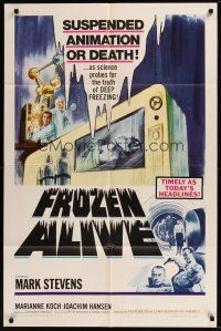 3e388 FROZEN ALIVE 1sh '66 cool German sci-fi/horror, suspended animation or death!