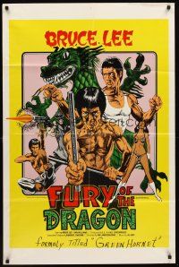 3e393 FURY OF THE DRAGON 1sh '76 great comic book style artwork of Bruce Lee as Kato, sexy girl!