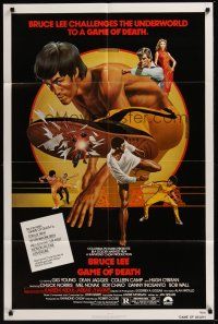 3e395 GAME OF DEATH 1sh '79 Bruce Lee, cool Bob Gleason martial arts artwork!