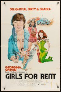 3e413 GIRLS FOR RENT 1sh '74 sexy delightful dirty & deadly bad girl Georgina Spelvin!