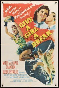 3e415 GIVE A GIRL A BREAK 1sh '53 great image of Marge & Gower Champion dancing, Debbie Reynolds!