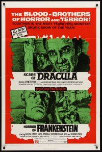 3e477 HORROR OF FRANKENSTEIN/SCARS OF DRACULA 1sh '71 the blood-brothers of horror & terror!