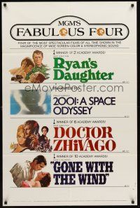 3e615 MGM'S FABULOUS FOUR 1sh '71 Ryan's Daughter, 2001, Doctor Zhivago & Gone With the Wind!