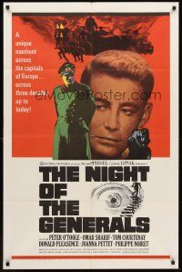 3e671 NIGHT OF THE GENERALS 1sh '67 WWII officer Peter O'Toole in a unique manhunt across Europe!