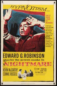 3e676 NIGHTMARE 1sh '56 Edward G. Robinson, from the Cornel Woolrich novel!