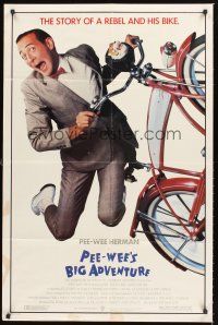 3e730 PEE-WEE'S BIG ADVENTURE 1sh '85 Tim Burton, best image of Paul Reubens & his beloved bike!