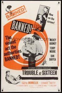 3e739 PLATINUM HIGH SCHOOL 1sh R61 the violent act the authorities BANNED, Trouble at Sixteen!