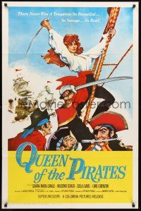 3e764 QUEEN OF THE PIRATES 1sh '61 sexy Italian temptress Gianna Maria Canale as swashbuckler!